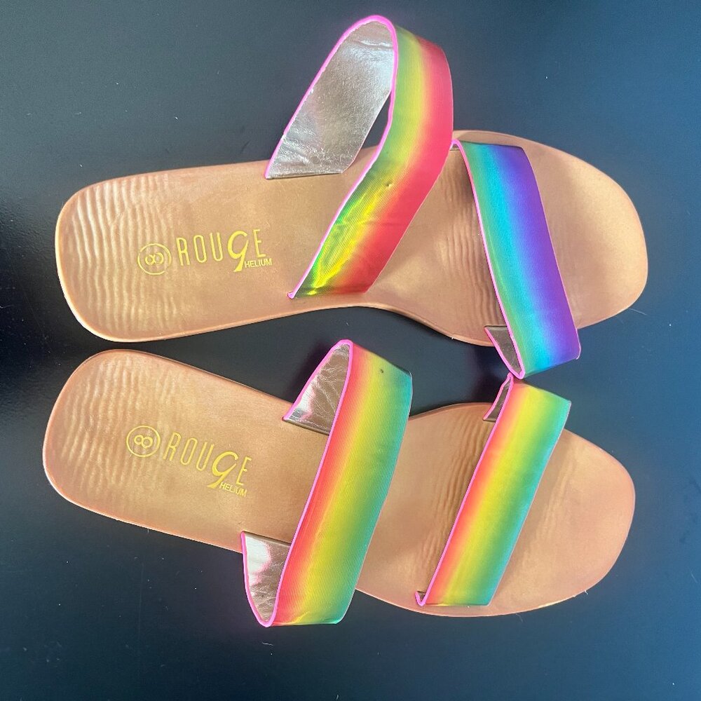 Rouge Helium Womens‎ Size 8 Rainbow Flat Sandals